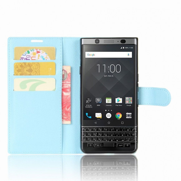 Чехол с визитницей для BlackBerry Keyone (голубой) Чехол с визитницей для BlackBerry Keyone (голубой)