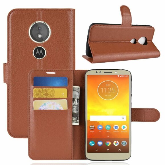 Чехол с визитницей для Motorola Moto E5 (коричневый)