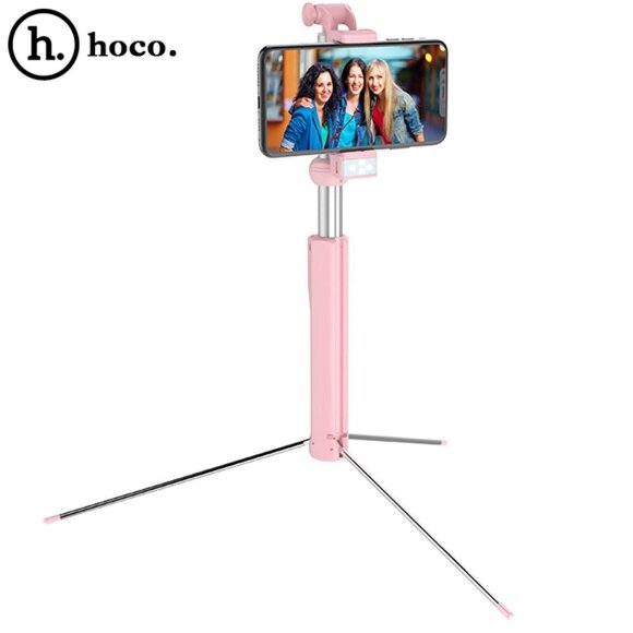 Селфи - монопод с Bluetooth Hoco L = 1,6 метра (розовый) Селфи - монопод с Bluetooth Hoco L = 1,6 метра (розовый)
