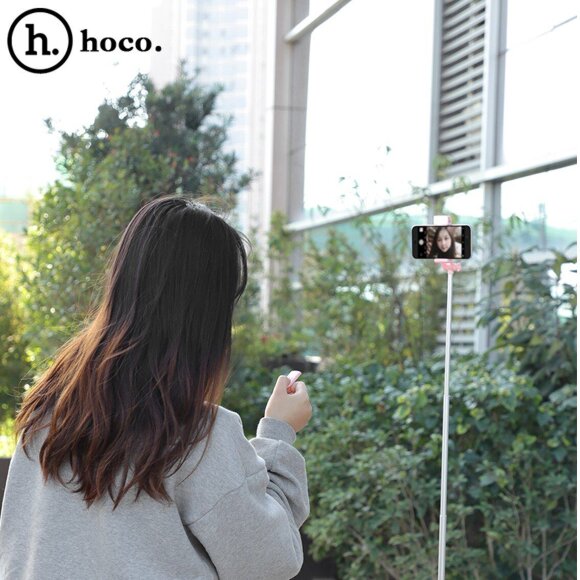 Селфи - монопод с Bluetooth Hoco L = 1,6 метра (розовый) Селфи - монопод с Bluetooth Hoco L = 1,6 метра (розовый)