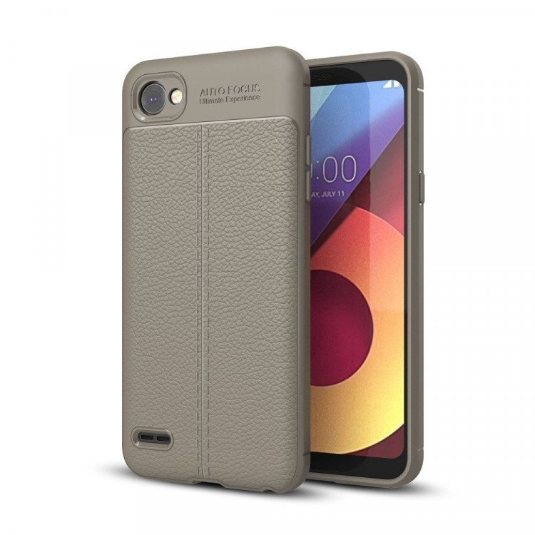 Чехол-накладка Litchi Grain для LG Q6 / LG Q6a / LG Q6+ (серый)