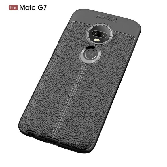 Чехол-накладка Litchi Grain для Motorola Moto G7 (черный)