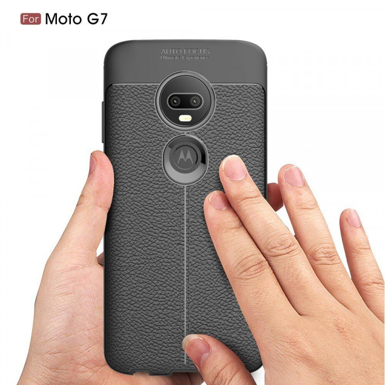Чехол-накладка Litchi Grain для Motorola Moto G7 (черный)