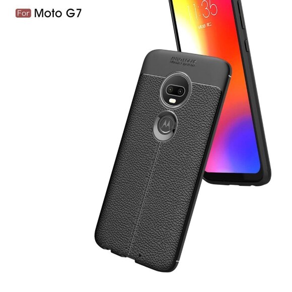 Чехол-накладка Litchi Grain для Motorola Moto G7 (черный)