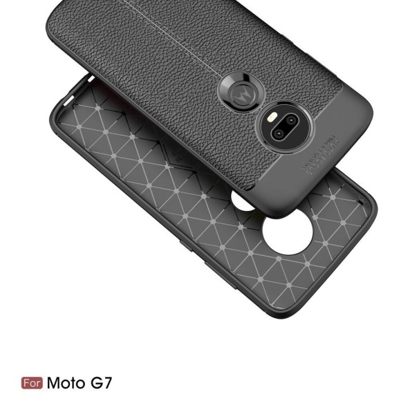 Чехол-накладка Litchi Grain для Motorola Moto G7 (черный)