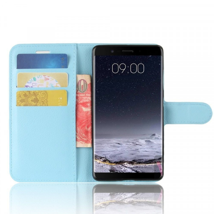 Чехол с визитницей для Nokia 8 Sirocco (голубой)