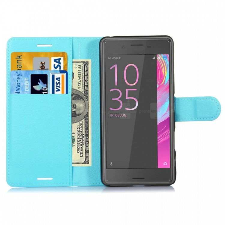 Чехол с визитницей для Sony Xperia X Performance (голубой)