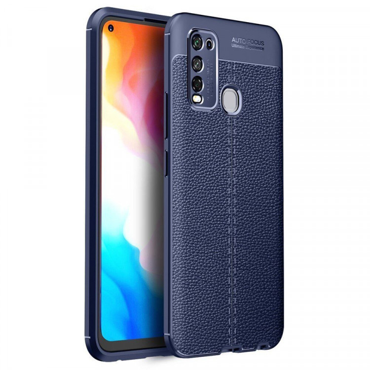Чехол-накладка Litchi Grain для Vivo Y30 / Vivo Y50 (темно-синий)