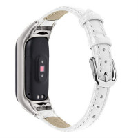Кожаный ремешок Crocodile Texture для Xiaomi Smart Band 7 (белый)