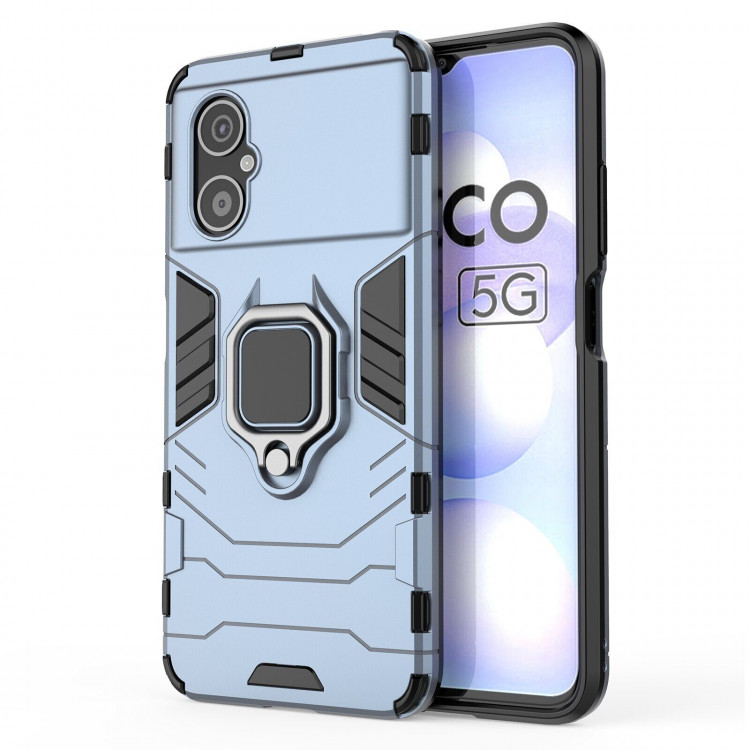 Чехол Armor Ring Holder для Xiaomi Poco M4 5G Global (темно-синий)