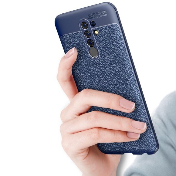 Чехол-накладка Litchi Grain для Xiaomi Redmi 9 (темно-синий) Чехол-накладка Litchi Grain для Xiaomi Redmi 9 (темно-синий)