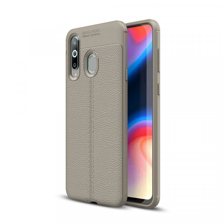 Чехол-накладка Litchi Grain для Samsung Galaxy A8s (серый)