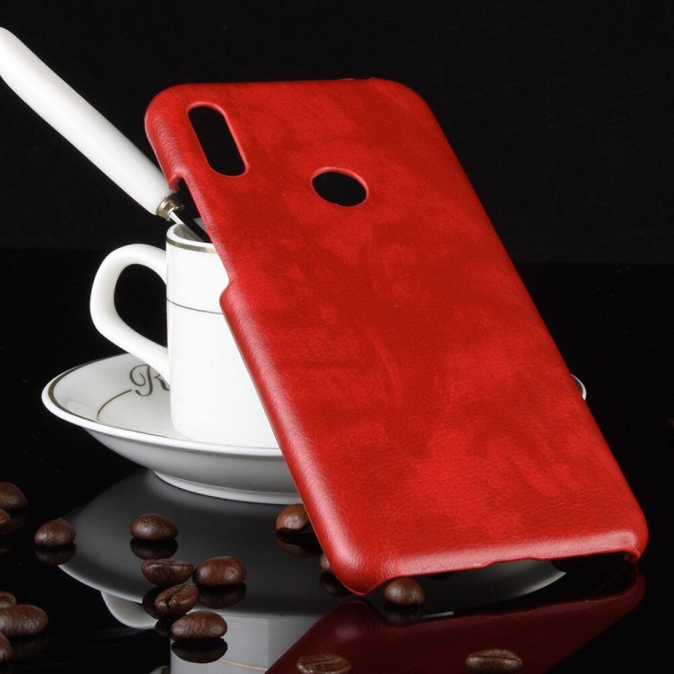 Кожаная накладка-чехол для Huawei Y6 (2019) / Honor 8A / Honor 8A Pro / Honor 8A Prime (красный)