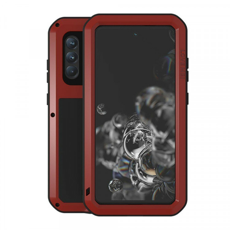 Гибридный чехол LOVE MEI для Samsung Galaxy S21 FE (красный)