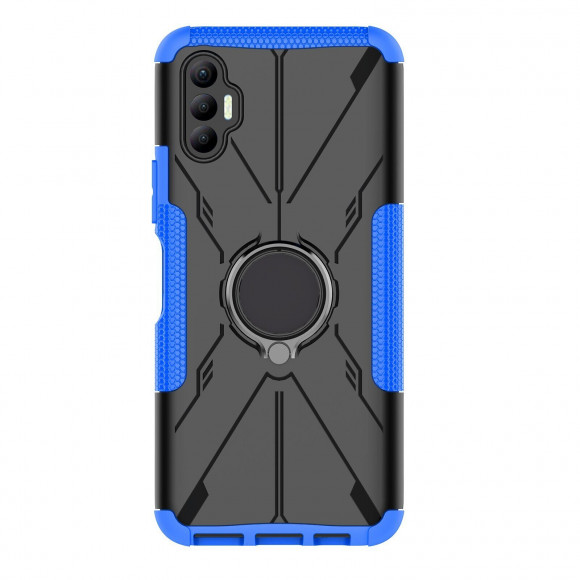 Чехол Armor Shockproof Ring Holder для Tecno Spark 8P (черный + голубой) Чехол Armor Shockproof Ring Holder для Tecno Spark 8P (черный + голубой)