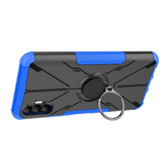 Чехол Armor Shockproof Ring Holder для Tecno Spark 8P (черный + голубой) Чехол Armor Shockproof Ring Holder для Tecno Spark 8P (черный + голубой)