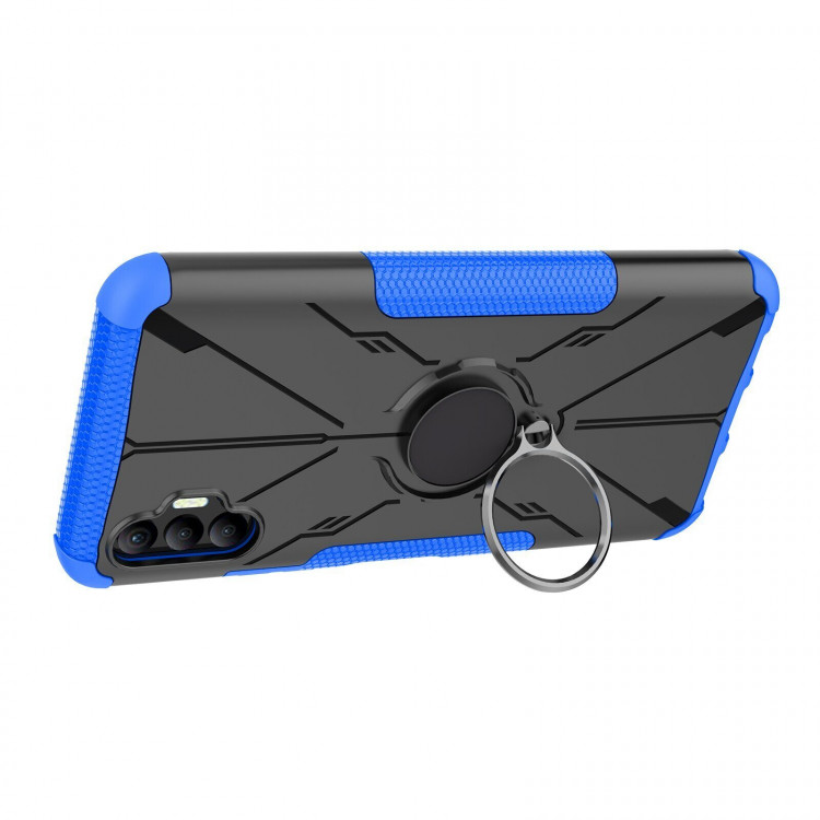 Чехол Armor Shockproof Ring Holder для Tecno Spark 8P (черный + голубой)