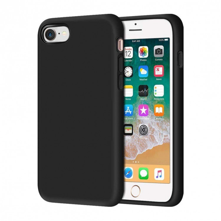Силиконовый чехол Mobile Shell для iPhone 8 / iPhone 7 / iPhone SE (2020) / iPhone SE (2022) (черный)