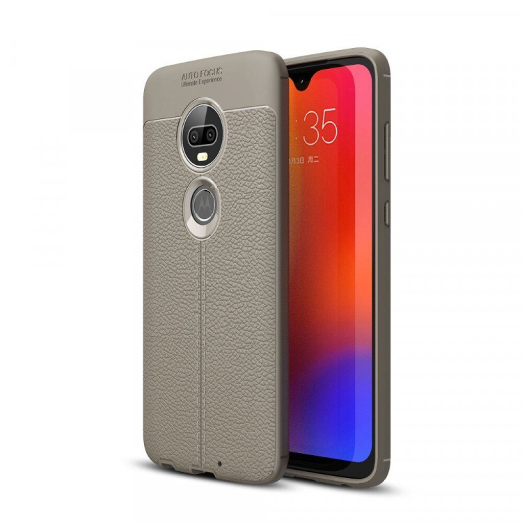 Чехол-накладка Litchi Grain для Motorola Moto G7 (серый)
