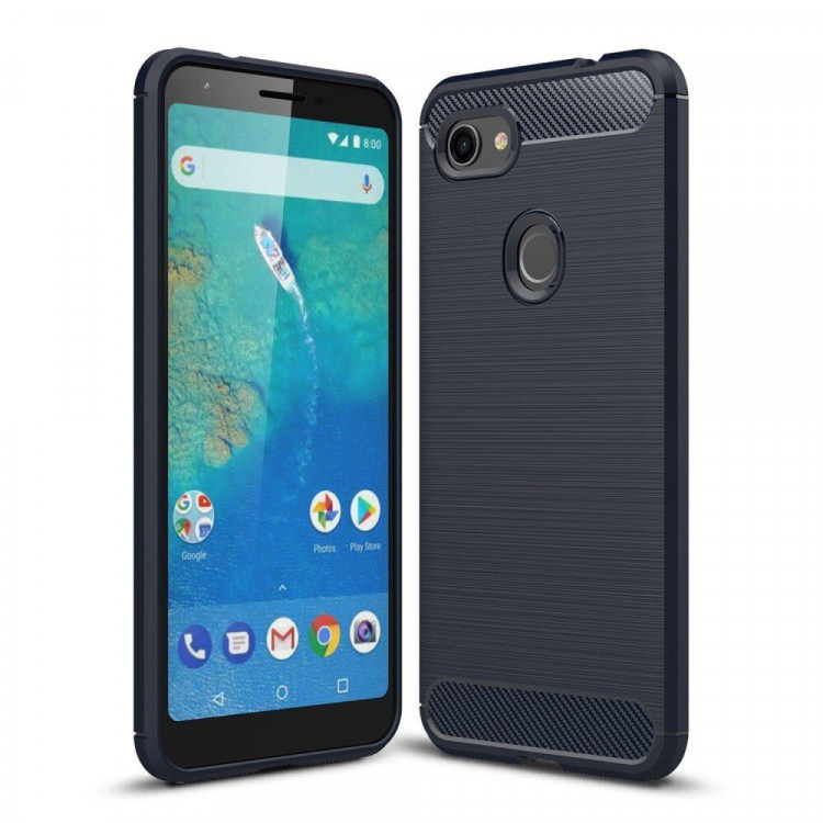 Чехол-накладка Carbon Fibre для Google Pixel 3a XL (темно-синий)