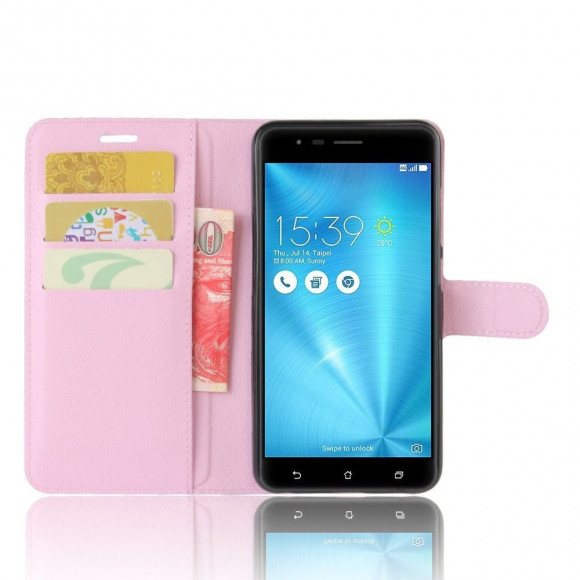 Чехол с визитницей для Asus Zenfone 3 Zoom ZE553KL (розовый) Чехол с визитницей для Asus Zenfone 3 Zoom ZE553KL (розовый)