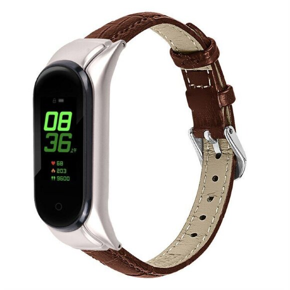Кожаный ремешок Crocodile Texture для Xiaomi Smart Band 7 (коричневый) Кожаный ремешок Crocodile Texture для Xiaomi Smart Band 7 (коричневый)