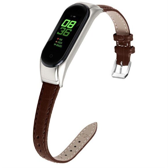 Кожаный ремешок Crocodile Texture для Xiaomi Smart Band 7 (коричневый) Кожаный ремешок Crocodile Texture для Xiaomi Smart Band 7 (коричневый)