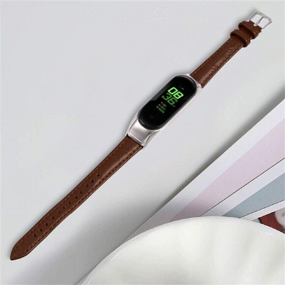 Кожаный ремешок Crocodile Texture для Xiaomi Smart Band 7 (коричневый) Кожаный ремешок Crocodile Texture для Xiaomi Smart Band 7 (коричневый)