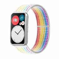 Нейлоновый ремешок для Huawei Watch Fit TIA-B09 (белый + радужный) Нейлоновый ремешок для Huawei Watch Fit TIA-B09 (белый + радужный)