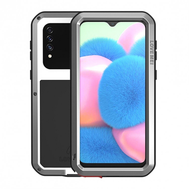 Гибридный чехол LOVE MEI для Samsung Galaxy A30s (серебряный)