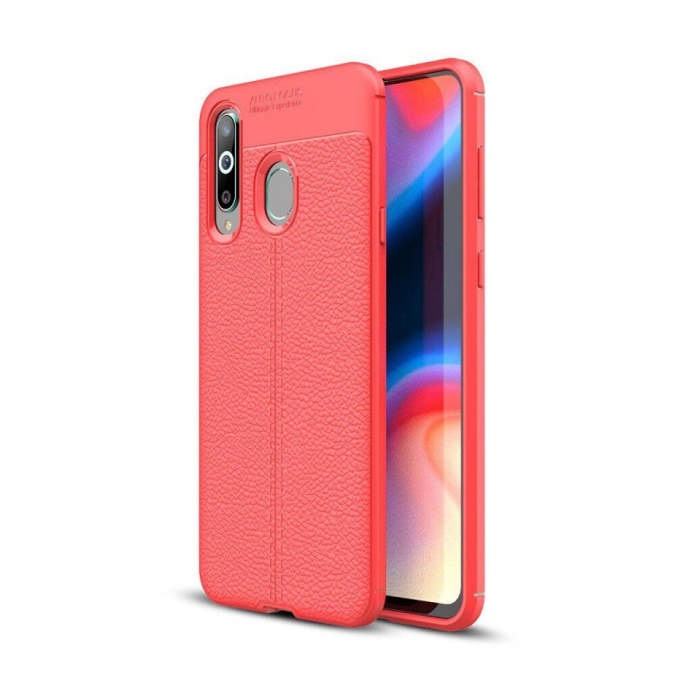 Чехол-накладка Litchi Grain для Samsung Galaxy A8s (красный)