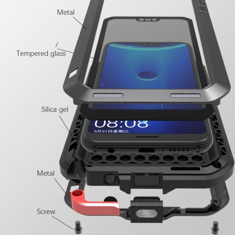 Гибридный чехол LOVE MEI для Huawei P20 Lite / nova 3e (черный)