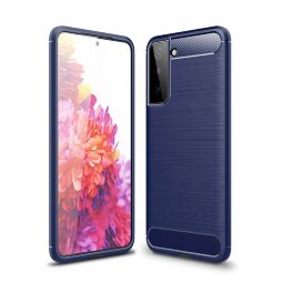 Чехол-накладка Carbon Fibre для Samsung Galaxy S21 (темно-синий)