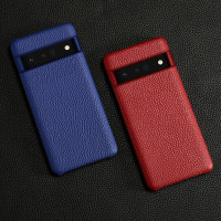 Кожаный чехол Cowhide для Google Pixel 6a (синий)