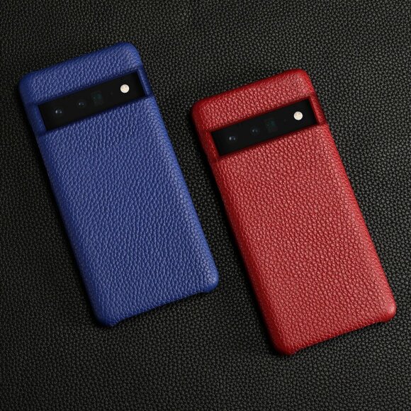 Кожаный чехол Cowhide для Google Pixel 6a (синий) Кожаный чехол Cowhide для Google Pixel 6a (синий)