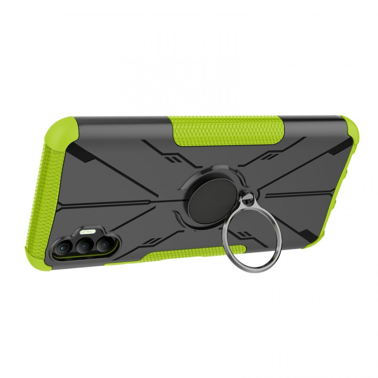 Чехол Armor Shockproof Ring Holder для Tecno Spark 8P (черный + зеленый)
