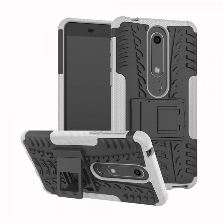Чехол Hybrid Armor для Nokia 6 (2018) / Nokia 6.1 (черный + белый)