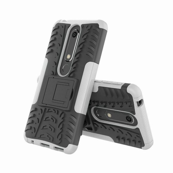Чехол Hybrid Armor для Nokia 6 (2018) / Nokia 6.1 (черный + белый)