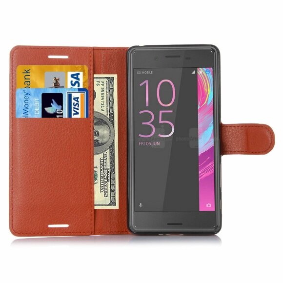 Чехол с визитницей для Sony Xperia X Performance (коричневый)