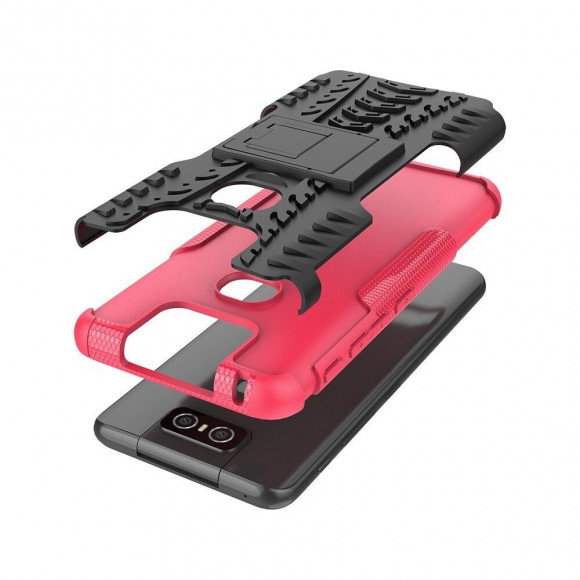 Чехол Hybrid Armor для Asus Zenfone 6 ZS630KL (черный + розовый)