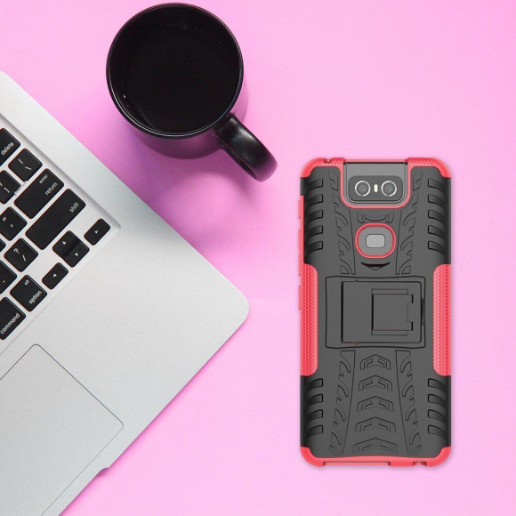 Чехол Hybrid Armor для Asus Zenfone 6 ZS630KL (черный + розовый)