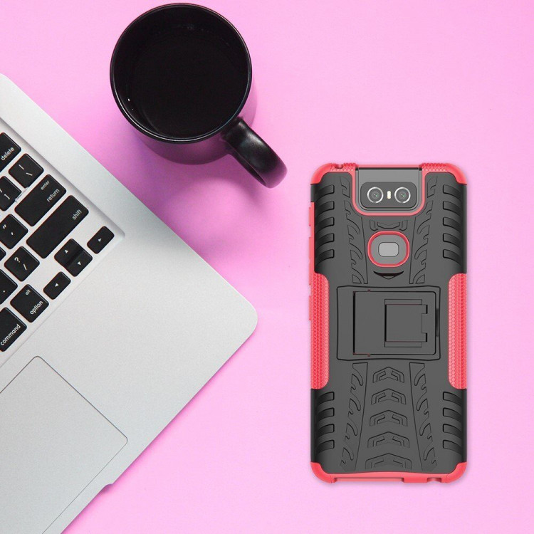 Чехол Hybrid Armor для Asus Zenfone 6 ZS630KL (черный + розовый)