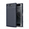 Чехол-накладка Litchi Grain для Sony Xperia XZ1 Compact (темно-синий)