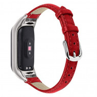 Кожаный ремешок Crocodile Texture для Xiaomi Smart Band 7 (красный)