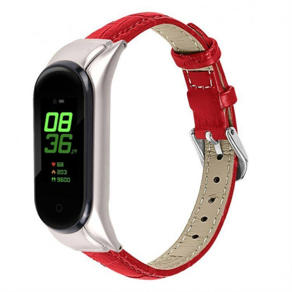 Кожаный ремешок Crocodile Texture для Xiaomi Smart Band 7 (красный) Кожаный ремешок Crocodile Texture для Xiaomi Smart Band 7 (красный)