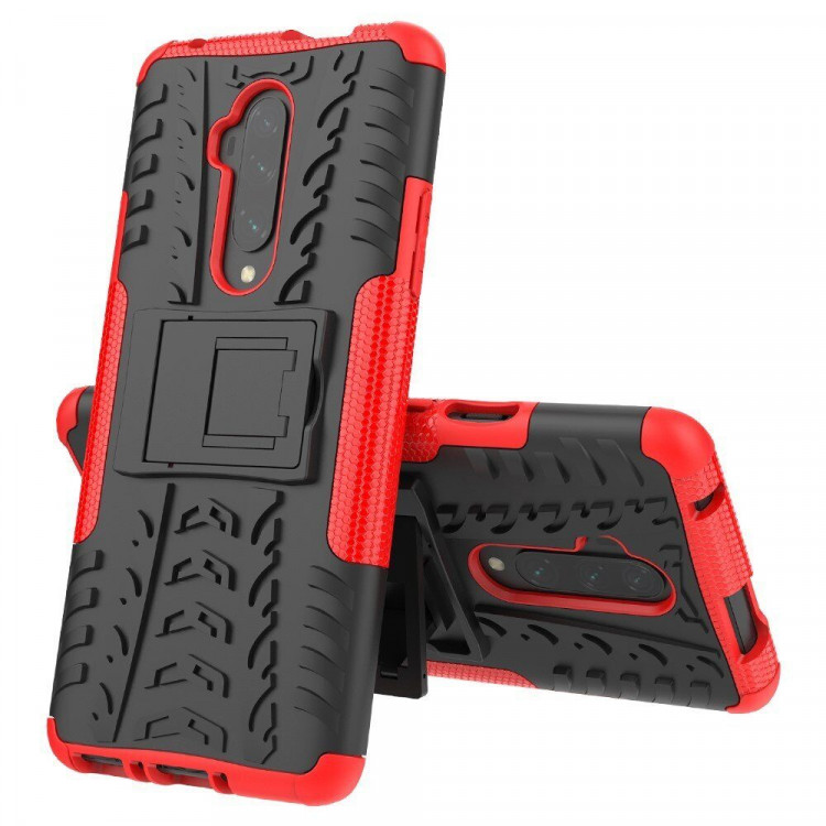 Чехол Hybrid Armor для OnePlus 7T Pro (черный + красный)