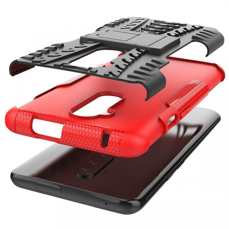 Чехол Hybrid Armor для OnePlus 7T Pro (черный + красный)