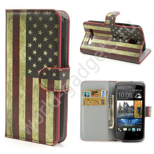 Горизонтальный чехол Retro USA Flag для HTC Desire 500