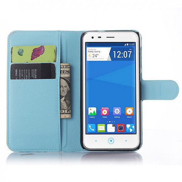 Чехол с визитницей для ZTE Blade S6 (голубой)