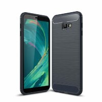 Чехол-накладка Carbon Fibre для Samsung Galaxy J4+ (Plus) (темно-синий)
